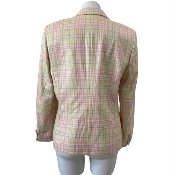 ESCADA silk plaid pink yellow blazer sz 40 - business casual - designer - SILK - Picture 5 of 16